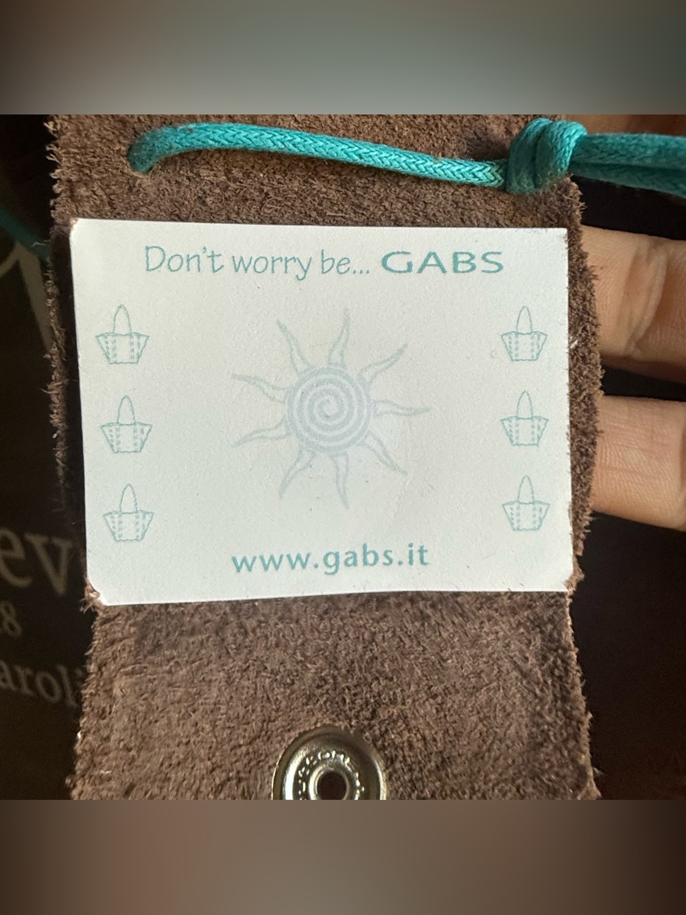 GABS Patchwork Brown Leather Tote with Turquoise Accents - Picture 3 of 8